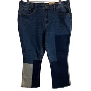 Universal Thread High Rise Kick Boot Crop Jeans Womens 18 Patchwork Raw Hem New